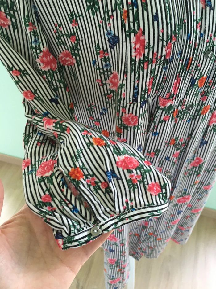 Robe chemise rayée fleurie - photo numéro 3