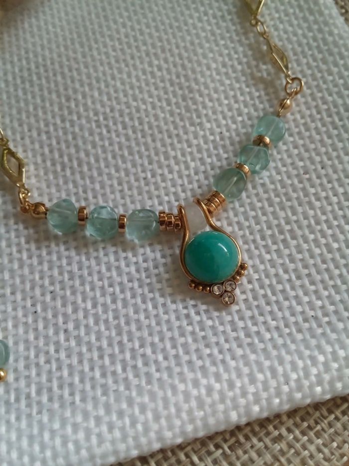 Parure collier et boucles d'oreilles en pierres semi précieuses - photo numéro 4