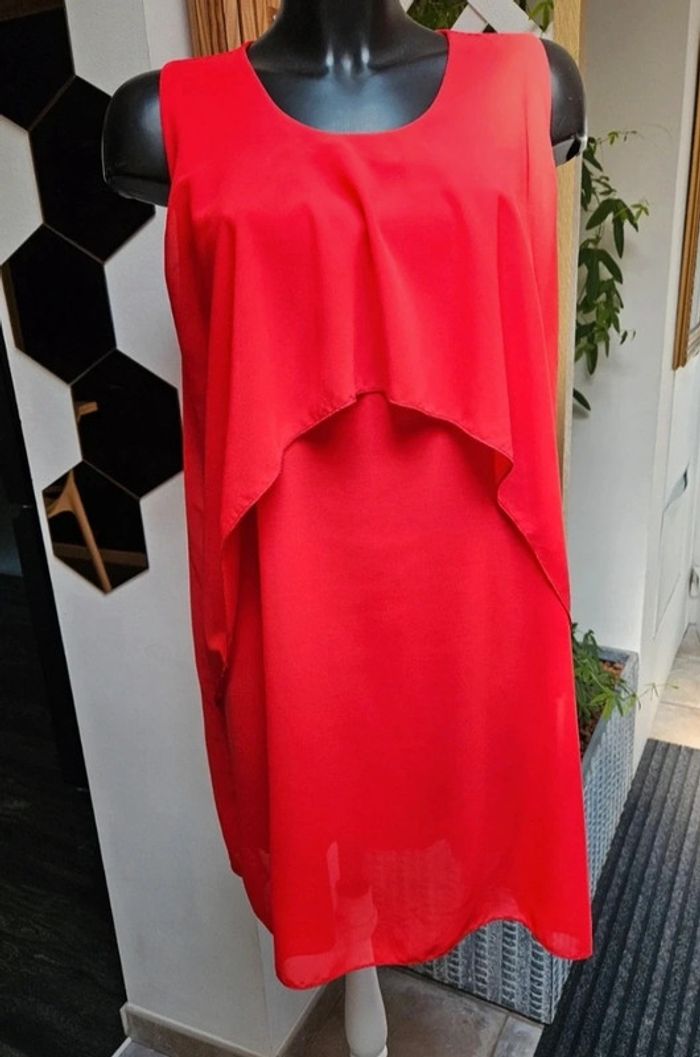 Robe tunique en voile rouge taille XL