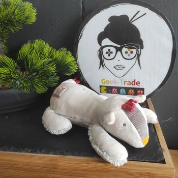 Doudou lion lion cub moulin roty rattle Les Papoum beige Rouge Peluche Rayé