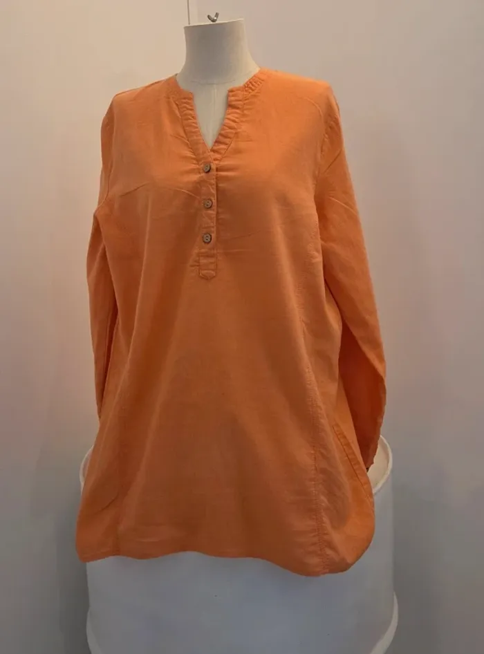 Blouse tunique CC Collection orange en lin coton taille L