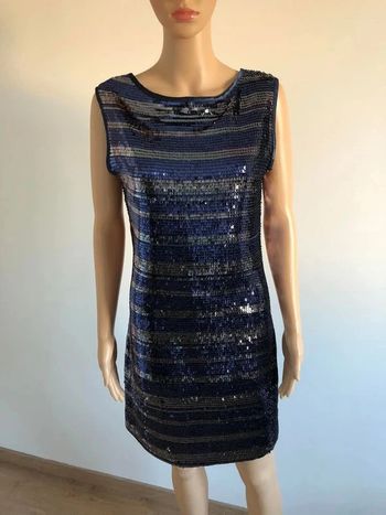 Robe bleue marine et argentée neuve en sequins Morgan taille S (valeur 89€)