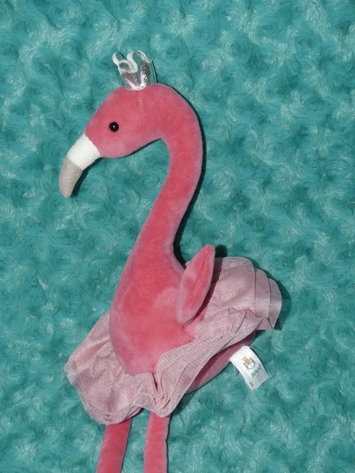 Doudou flamand rose Fancies, rose argent jellycat 🦩tbe - photo numéro 2