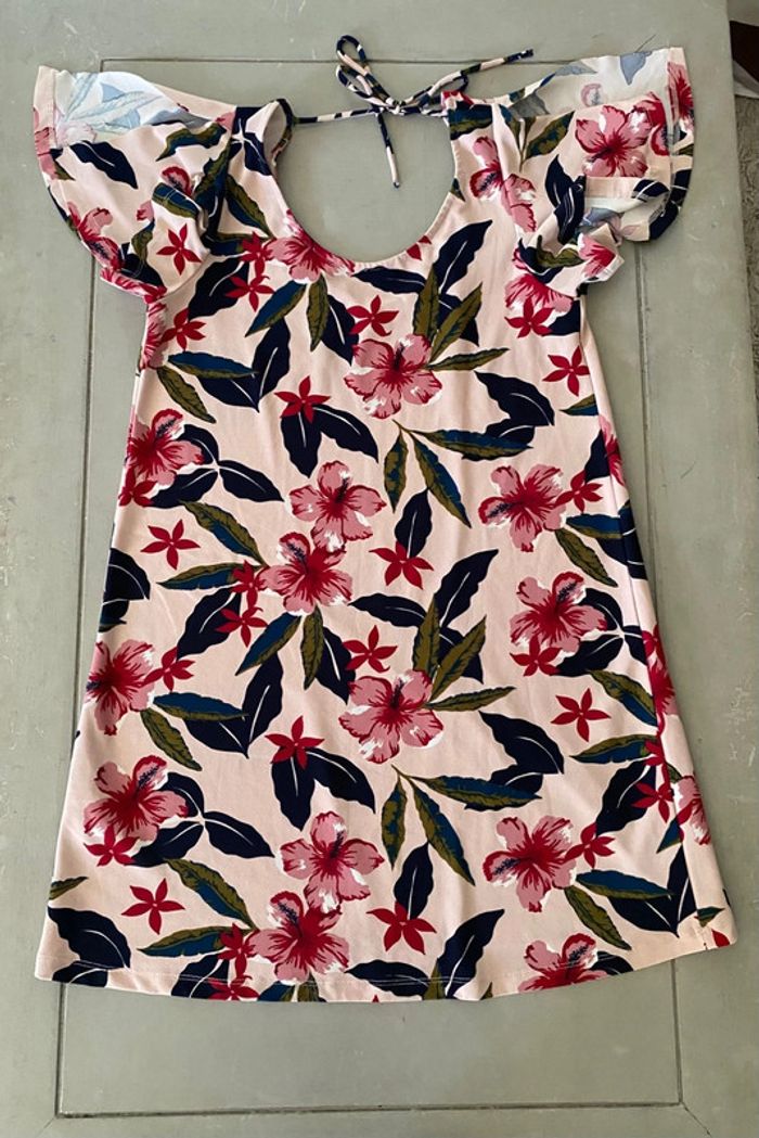 Robe d'été Mango rose à fleurs marine taille XS - photo numéro 12