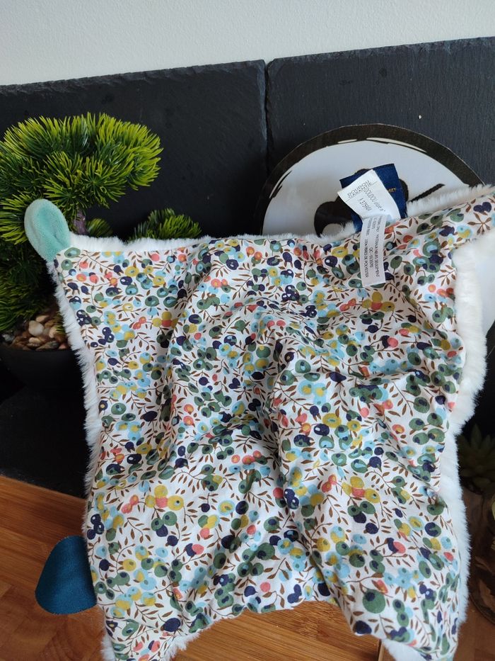 doudou et compagnie boule biche faon beige blanc fleur vert dc3939 bleu fourrure - photo numéro 2