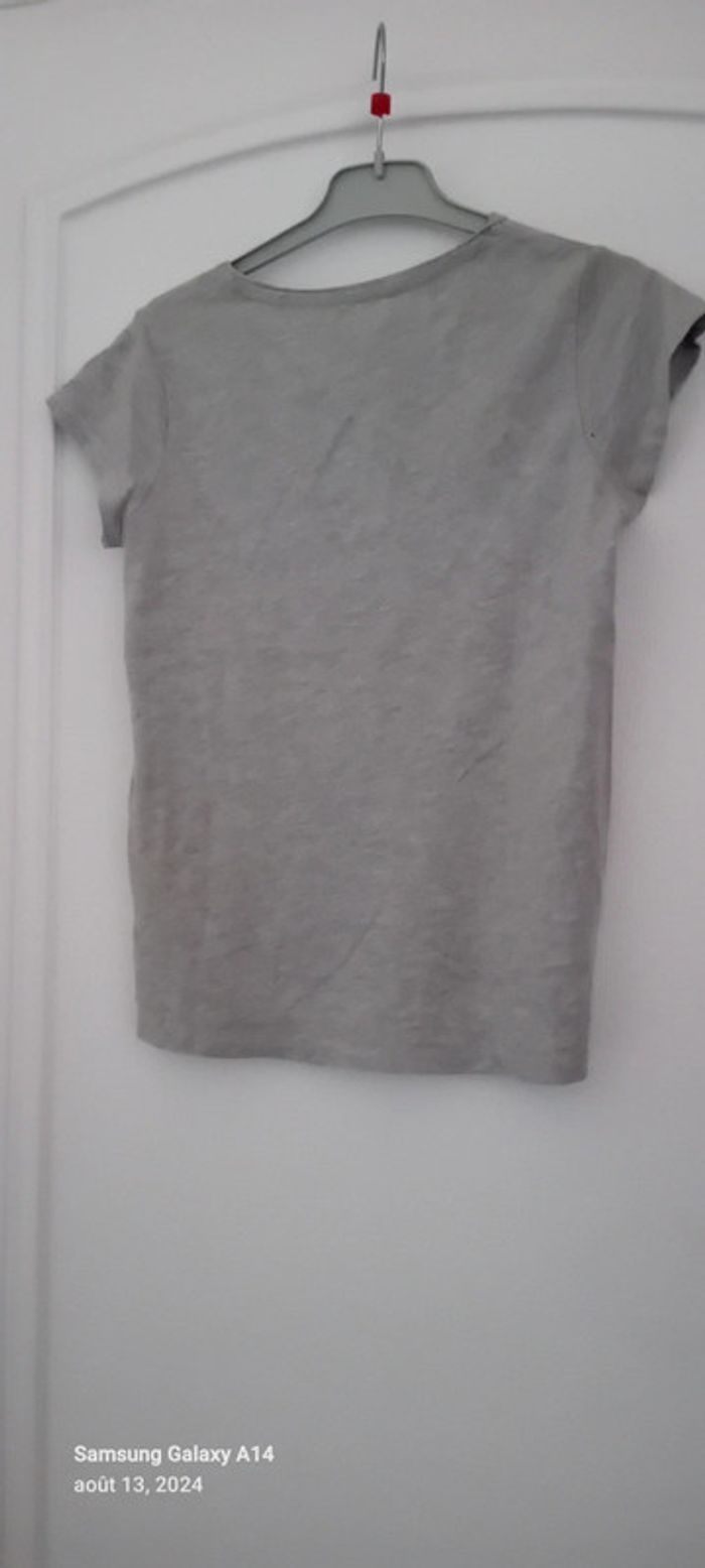 Tee shirt motif zèbre avec sequins et pampilles gris fille 10 ans vert baudet - photo numéro 5