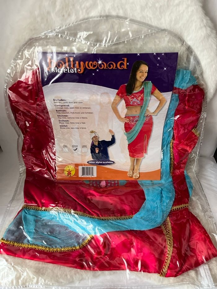 Déguisement Hindoue, Indien, Bollywood, Maharani rose et turquoise taille M