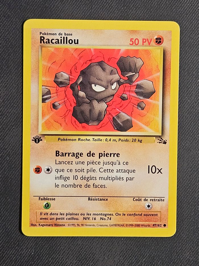 Carte Pokemon Racaillou Fossile 47/62 1ere Edition - photo numéro 1