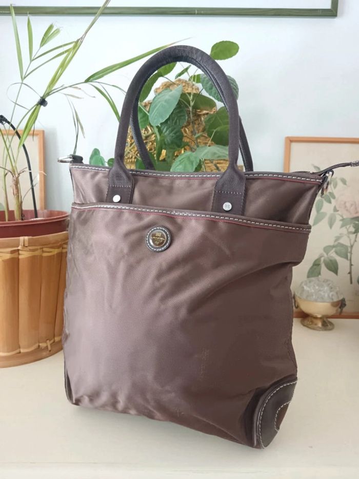 Cabas Lancel en toile et cuir marron
