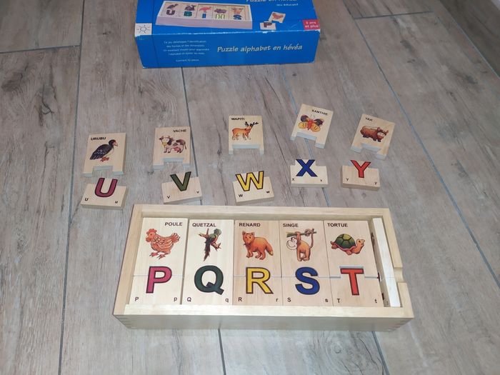 2 puzzles en bois l'alphabet et les chiffres - photo numéro 4
