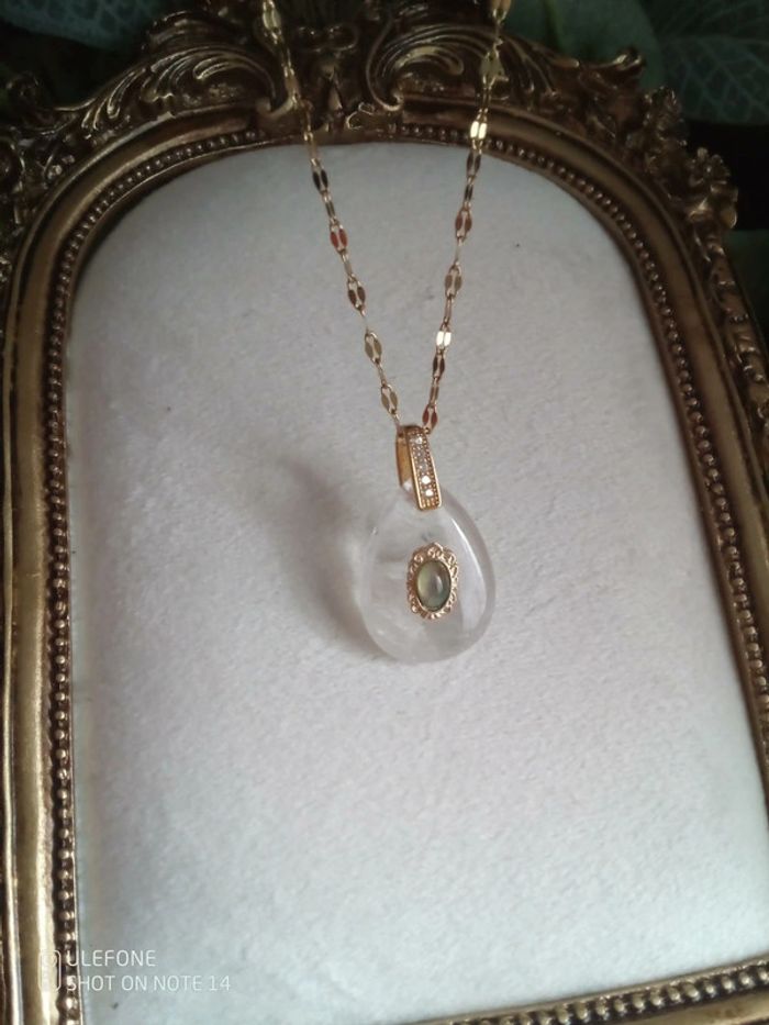 Collier cristal de quartz et abalone