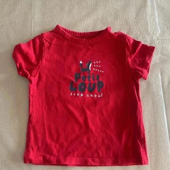 🐺 T-shirt "Petit Loup" Kiabi Rouge 🐺