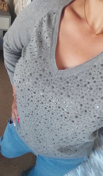 Pull gris Morgan S avec strass