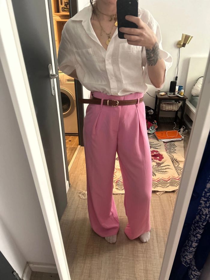 Pantalon fluide rose pale Zara xs