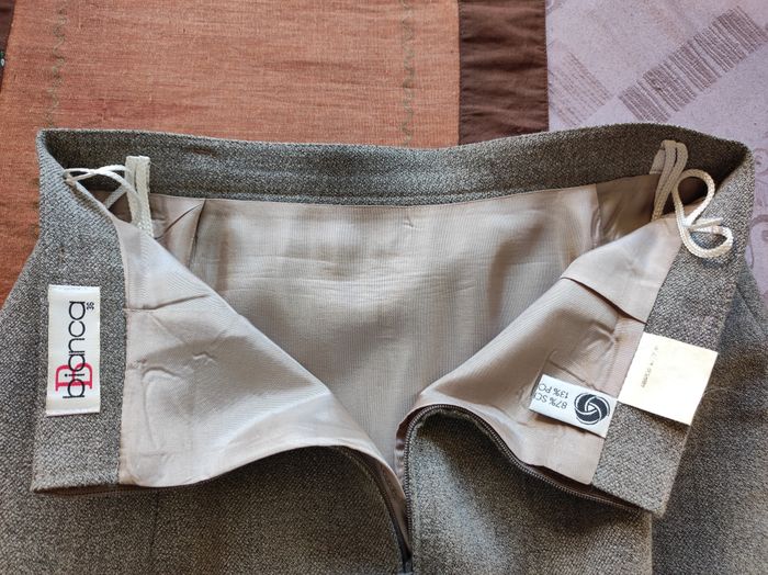 Jupe en laine vierge Bianca beige taille 36 - photo numéro 3