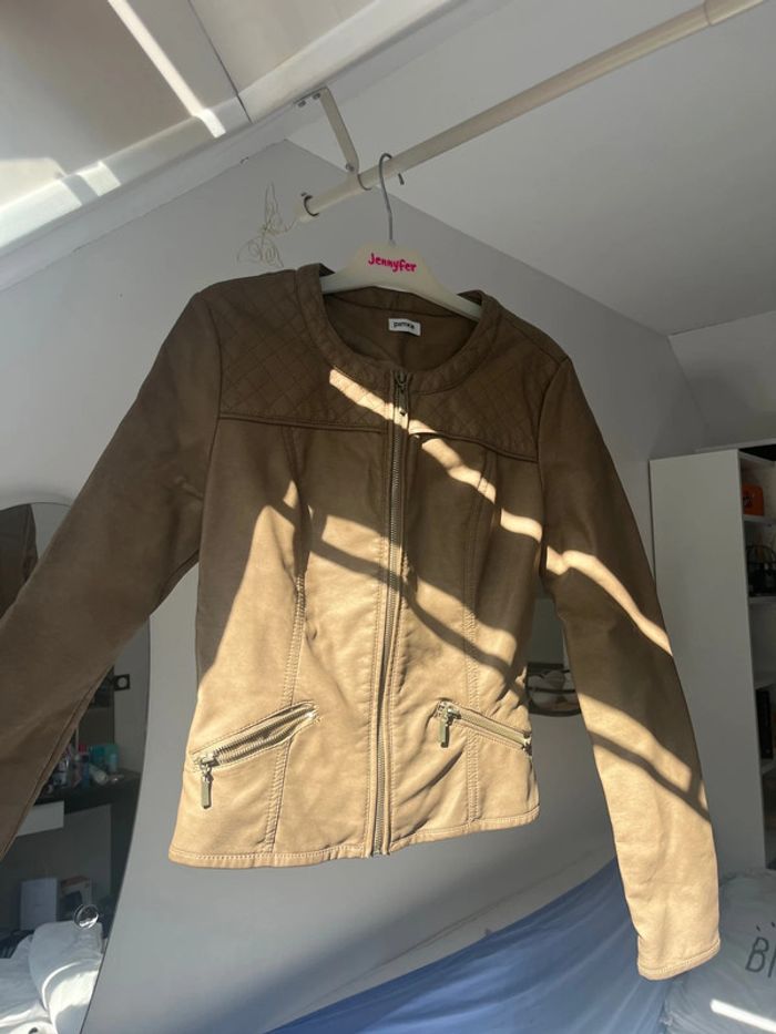Veste simili cuir marron