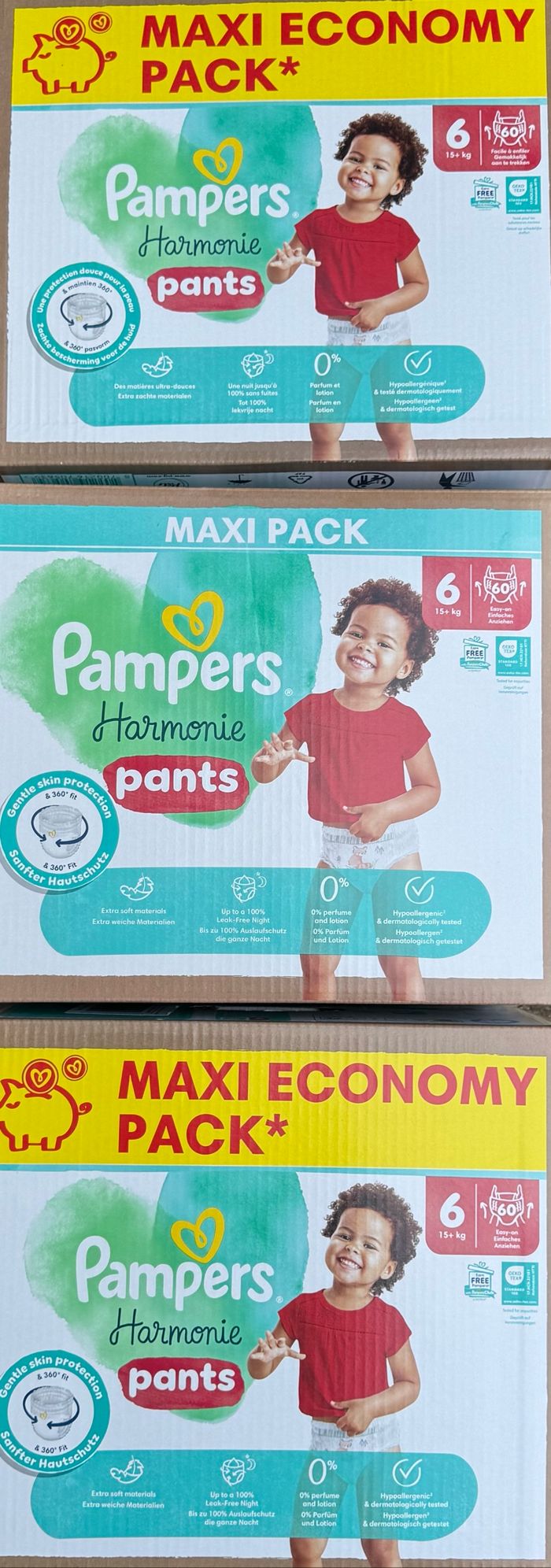 Lot de 180 couches culottes Pampers Harmonie Pants - Taille 6 - 15 Kg et + Neuf