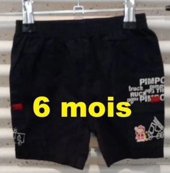 Short bleu marine imprimé blanc motif pompier Taille 6 mois