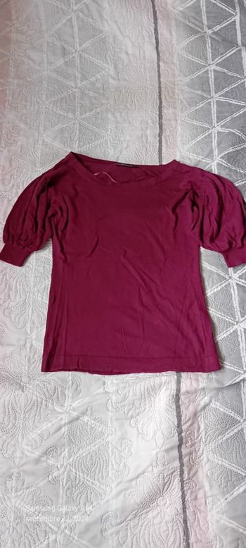 Pull fin mi long manches 3/4 bordeaux femme 34/36 kiabi