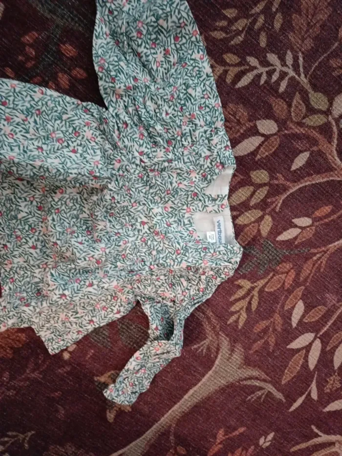 Chemise manches longues fleurs roses Vertbaudet 67cm - photo numéro 2