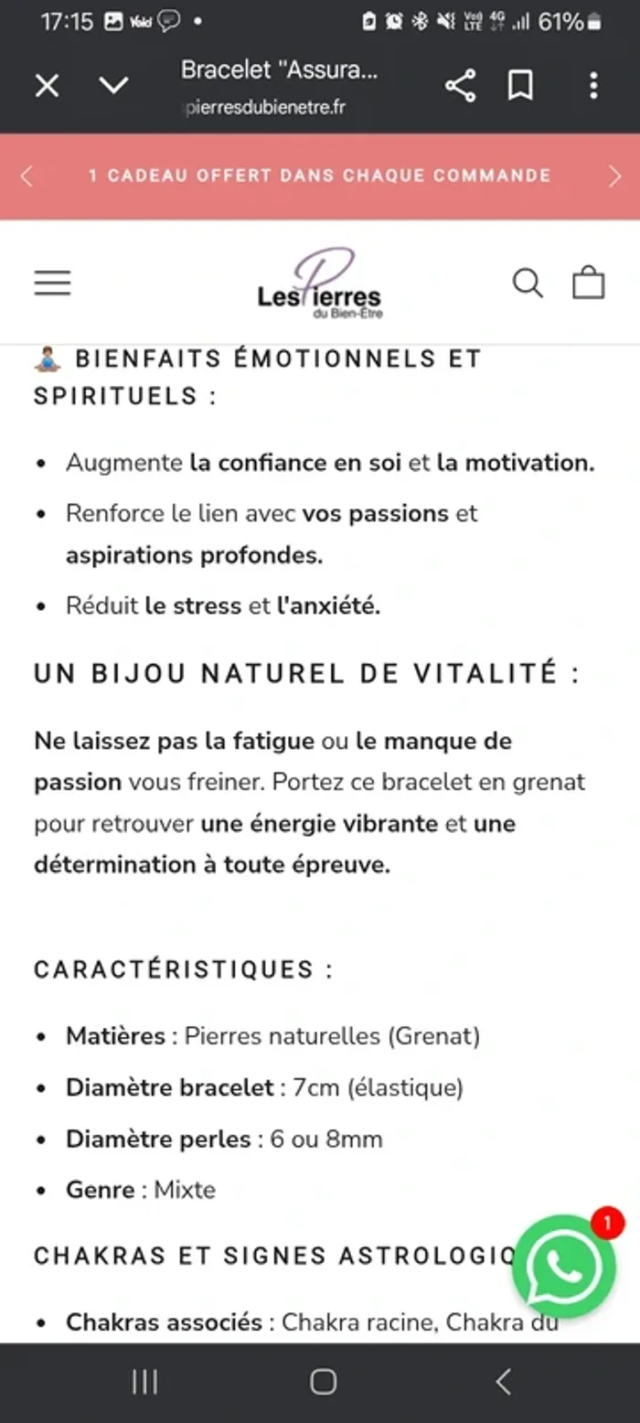 Bracelet en pierre de grenat - photo numéro 4