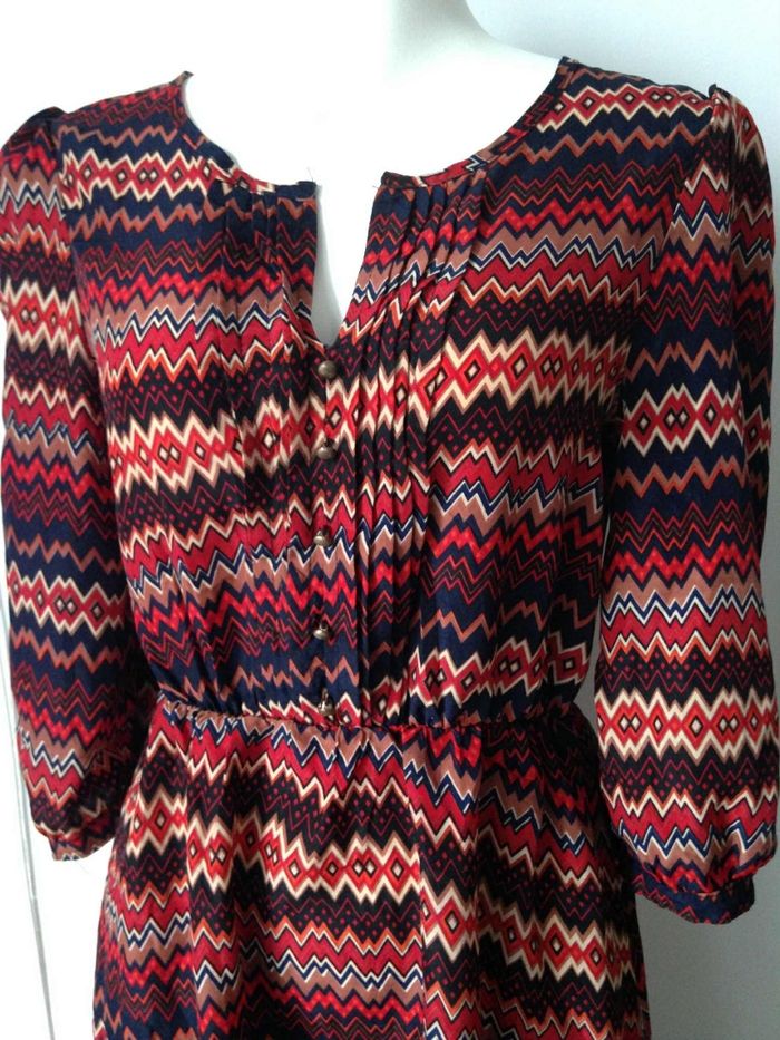 Robe aztèque col V/rond manches 3/4 lululove 36 - photo numéro 3