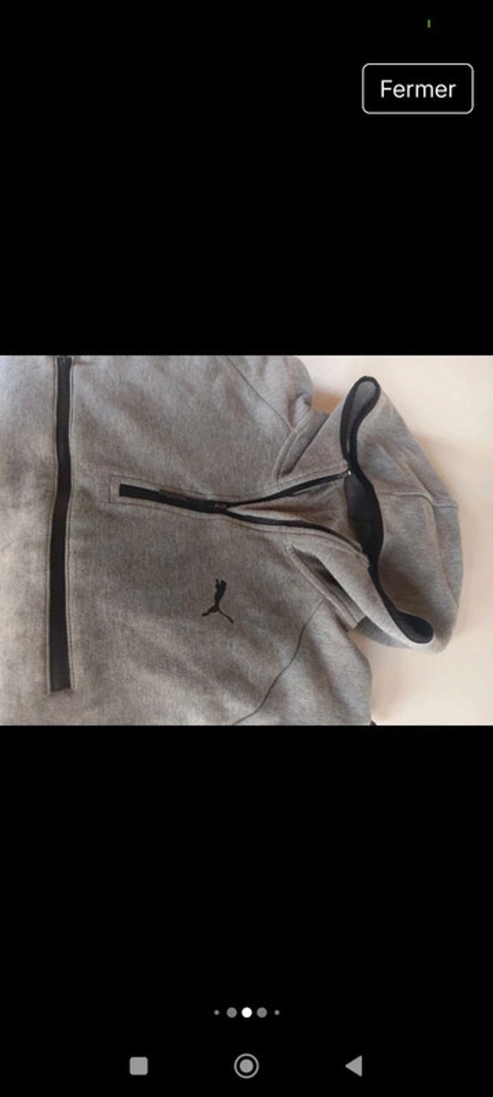 💎 sweat à capuche design street Wear original puma evo poche mitaine t m coton gris noir - photo numéro 13