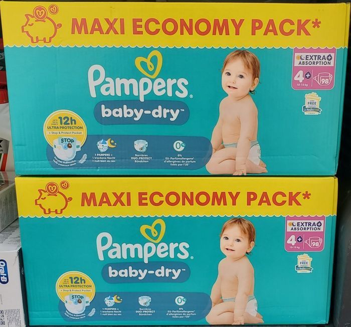 Couches Pampers Taille 4+, 196 Couches.
