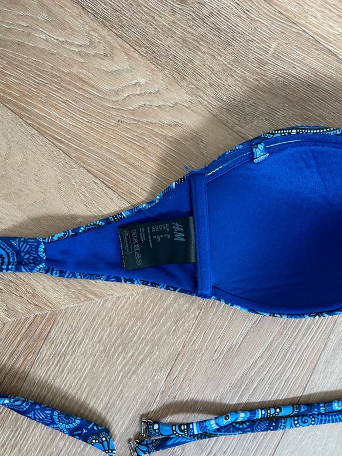 Maillot de bain 2 pièces H&M bleu et blanc - photo numéro 7
