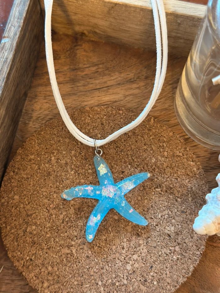 Collier étoile de mer bleu neuf - photo numéro 4