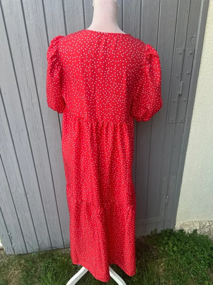 Robe longue rouge à pois blancs 40/L - photo numéro 5