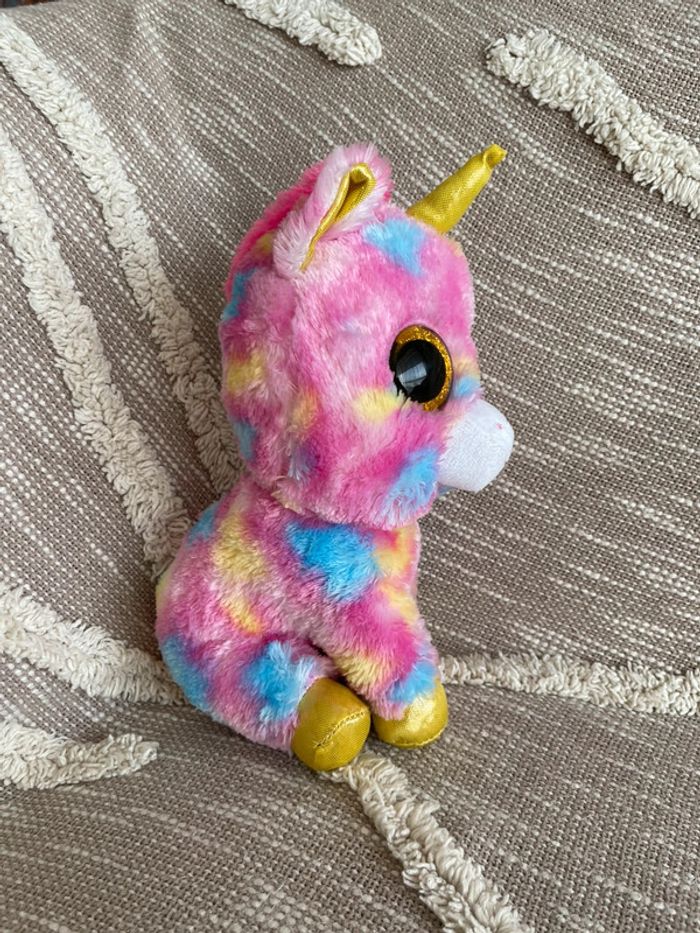 Peluche doudou 26cm TY licorne à tâche multicolore très bon état - photo numéro 2