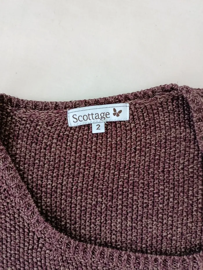 Jolie petite veste en maille métallisée style perfecto prune Scottage taille M - photo numéro 3