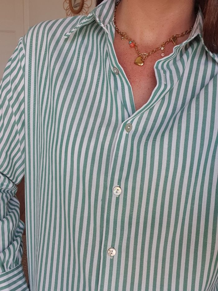 Chemise rayée Dinard vert/blanc Taille S/M - photo numéro 5