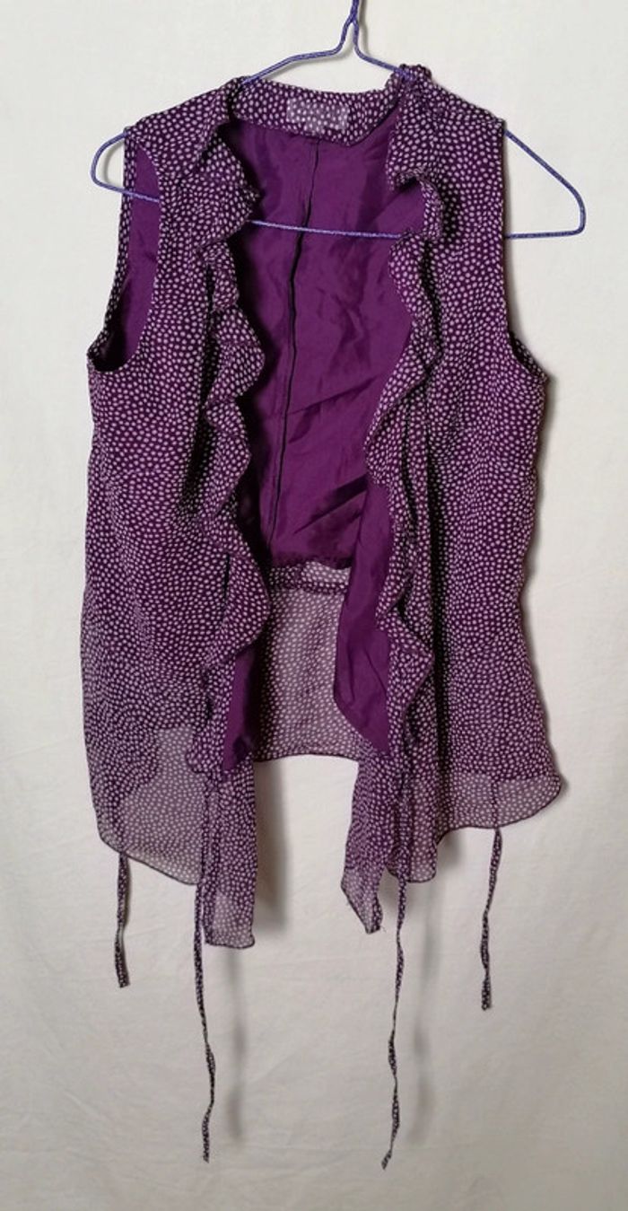 Top cache-cœur à volants violet pois blanc Taille 40 Etam - photo numéro 10