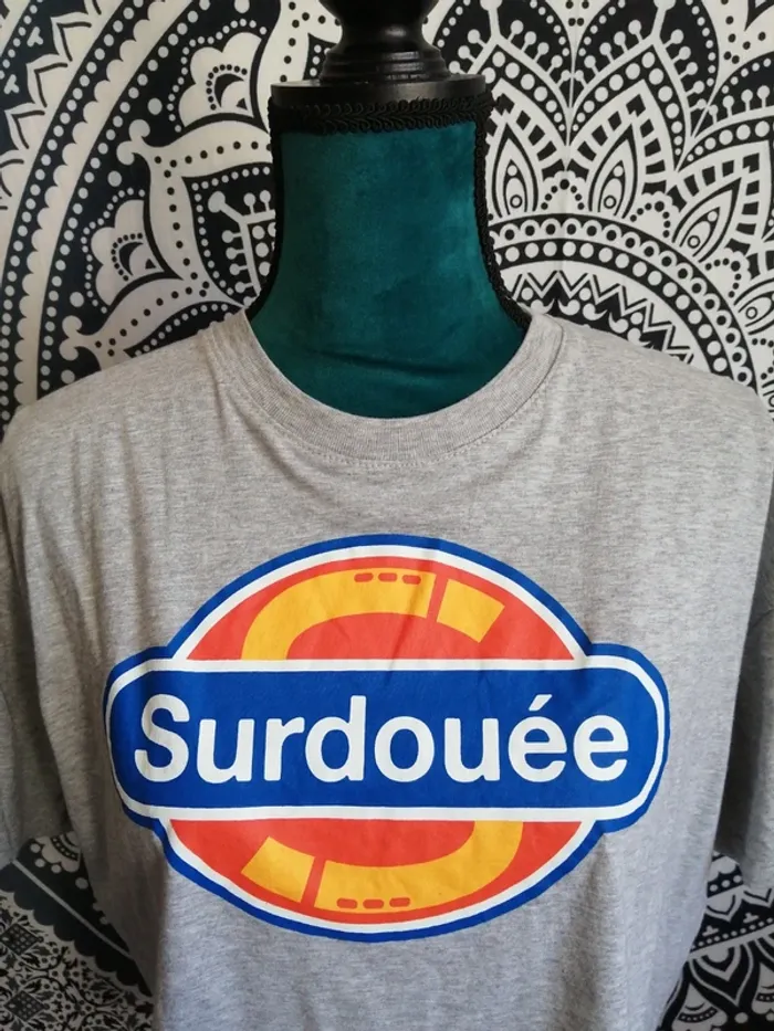 Tee shirt crop top gris avec logo surdouée / undiz / (S) - photo numéro 3