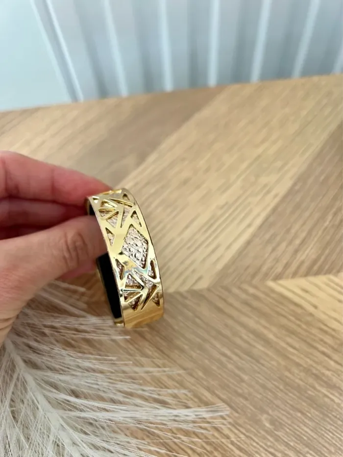 Superbe manchette dorée avec lien en simili cuir réversible - photo numéro 10