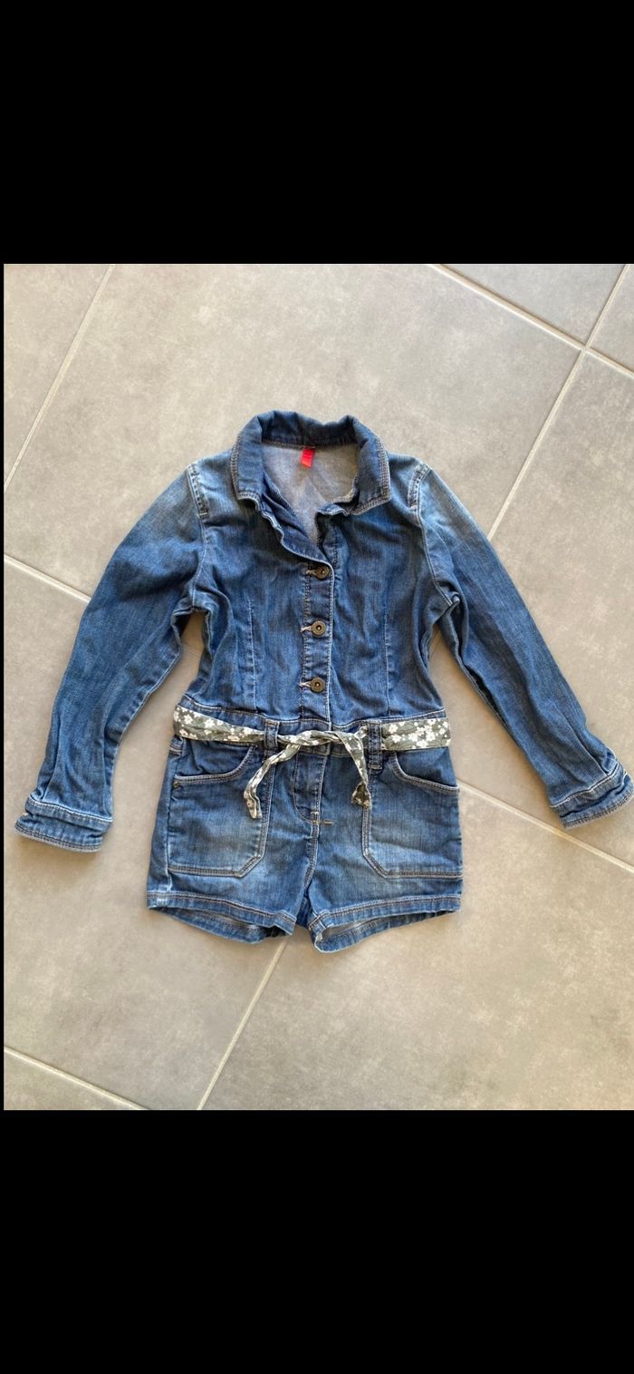 Combishort en jean manches longues 4 ans - photo numéro 2