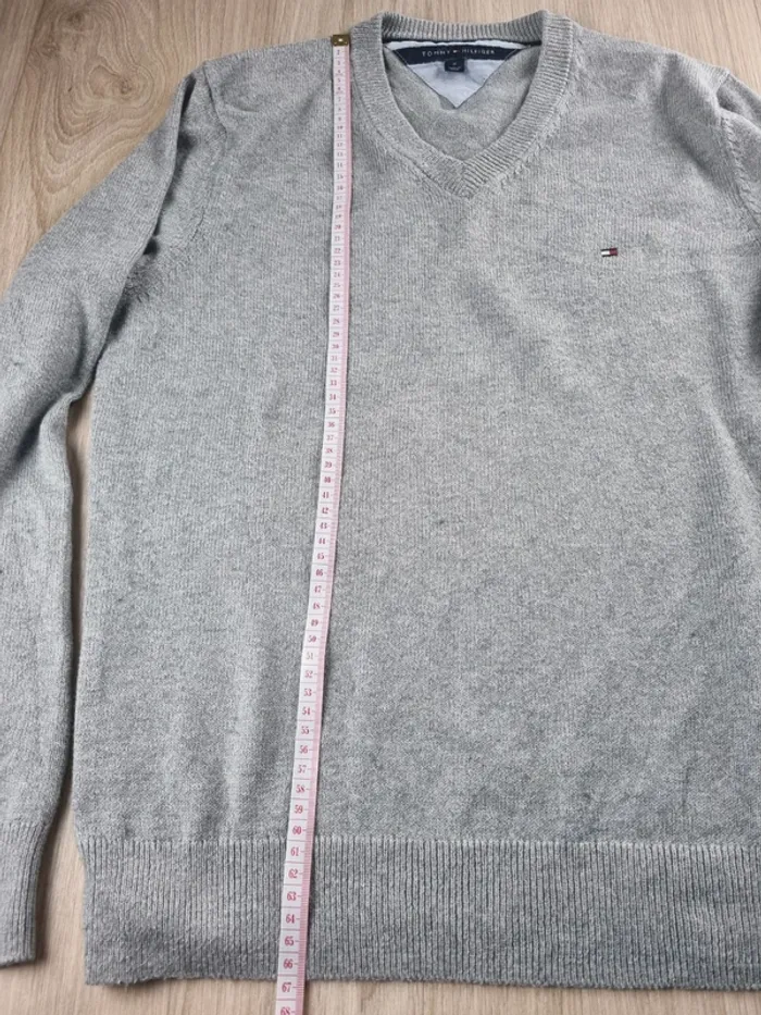 Pull à col V gris Tommy Hilfiger Homme Taille M - photo numéro 6