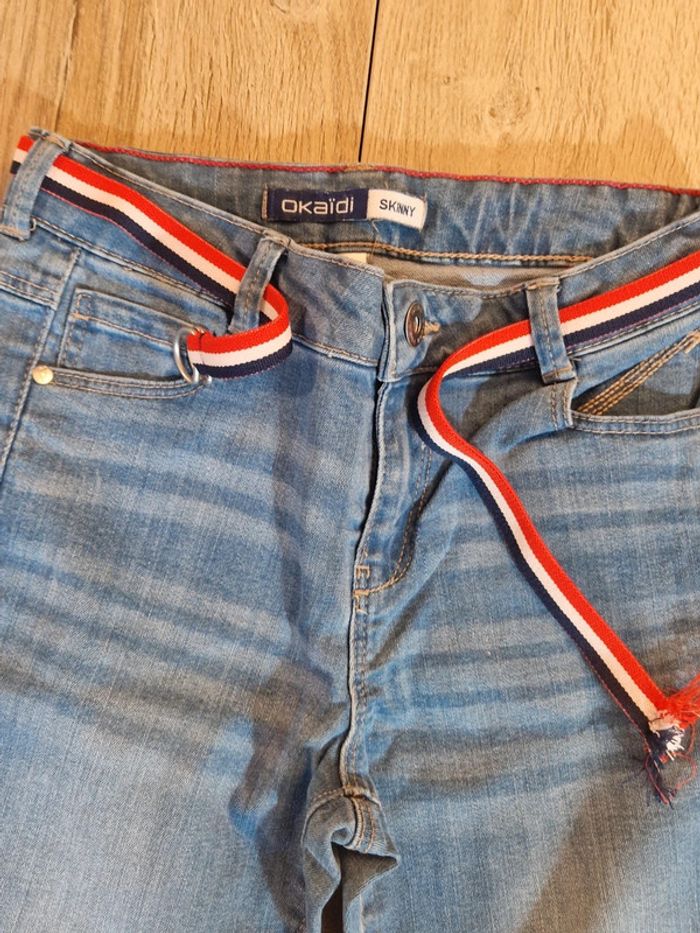 Jean skinny fille Okaidi avec ceinture taille 10 ans - photo numéro 2