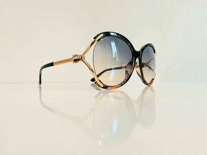 Lunette de soleil femme verte dorée et marron léopard verres dégradés UV protection cat 2 - photo numéro 3