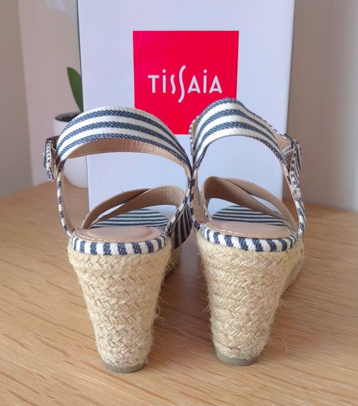 🌺 Sandales compensées - Marine/Écru - Tissaìa - P41 🌺 - photo numéro 7