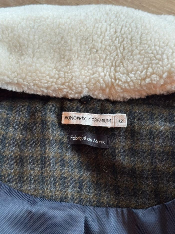 Veste teddy à carreaux en laine Monoprix Premium – Taille 42 - photo numéro 9