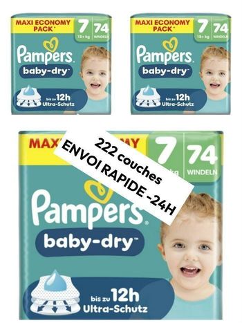 222 couches Pampers taille 7 Baby dry+15 kg lot de 3 paquets