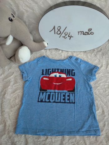Tee shirt chemise manches courtes Garçon 18/24 mois Cars Flash Mc Queen Disney Pixar C&A 100% coton