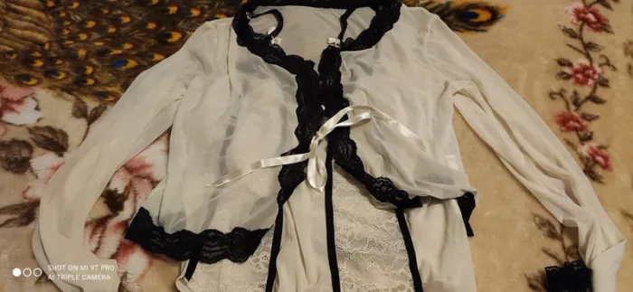 Ensemble caraco et gilet dentelle promise m - photo numéro 2