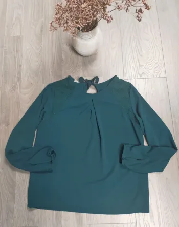 Blouse manches longues fluide bleu canard M 38 Promod