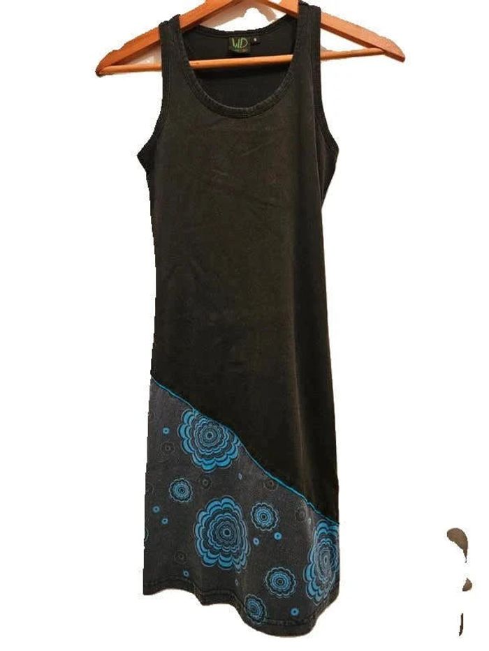 Robe Floral Bleu et Noir - 36/S - photo numéro 2