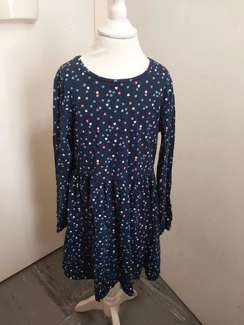 Robe LH bleu marine à cœurs – manches longues – 8 ans
