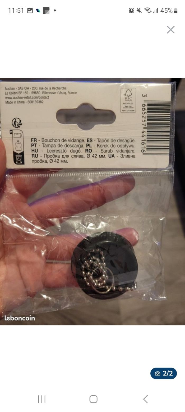 Bouchon de vidange avec chaînette - photo numéro 2